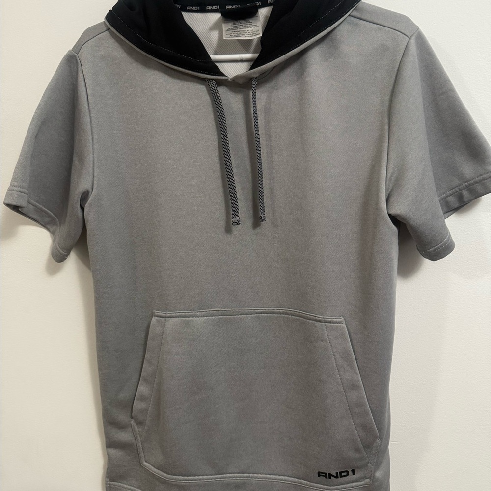 AND1 Gray and Black Short Sleeve Hoodie